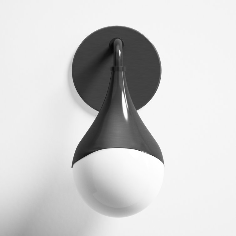 Algiers Old Bronze Dimmable Bath Sconce with Opal Glossy Glass