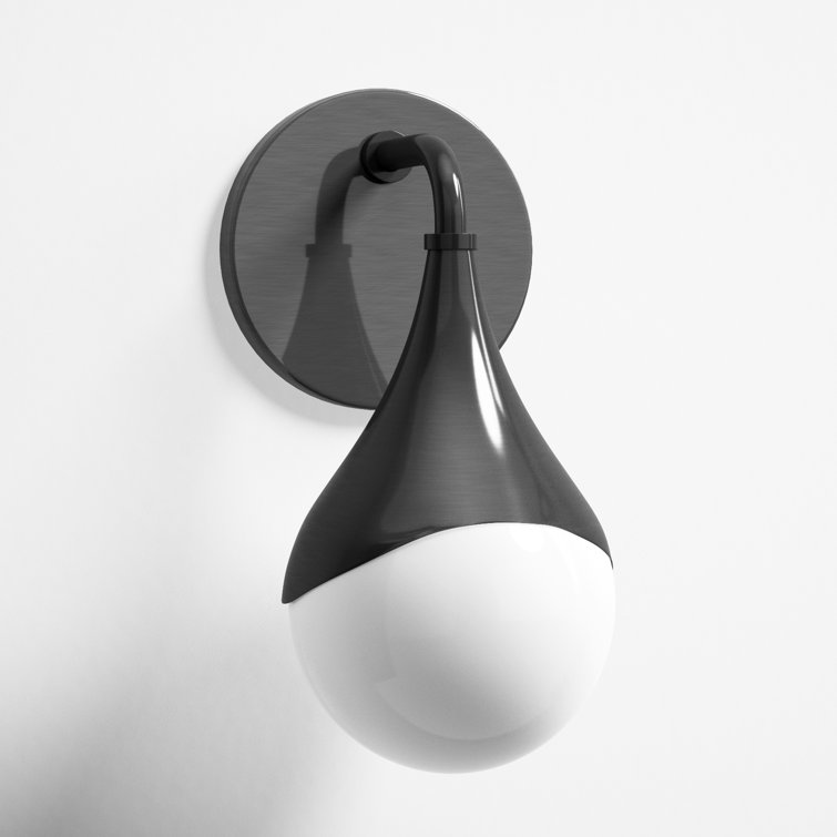 Algiers Old Bronze Dimmable Bath Sconce with Opal Glossy Glass
