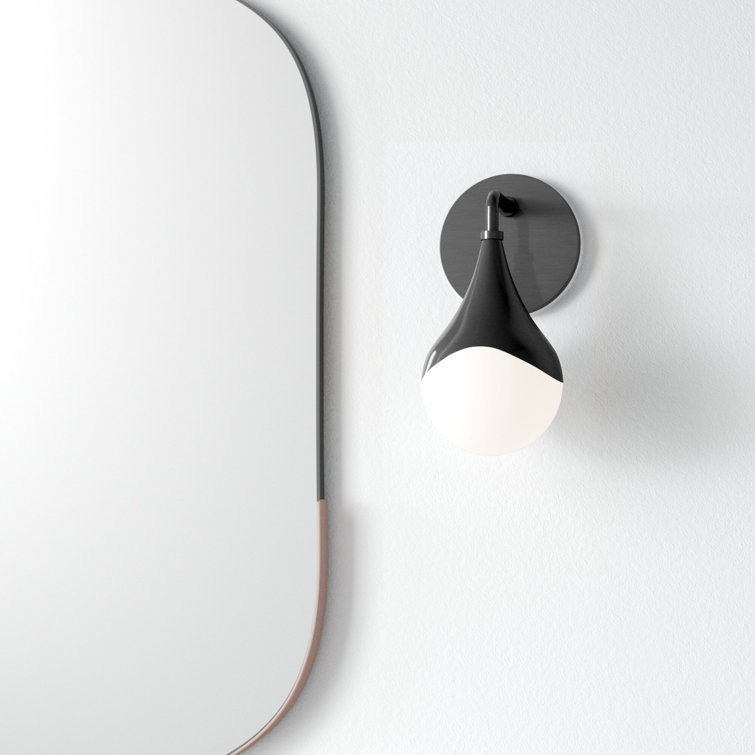 Algiers Old Bronze Dimmable Bath Sconce with Opal Glossy Glass