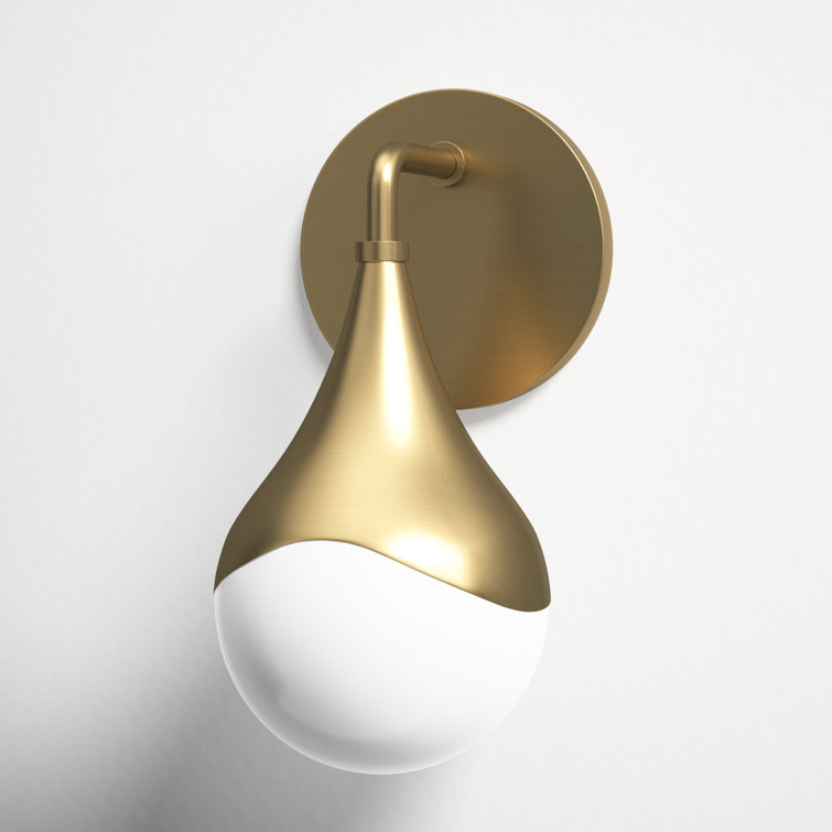 Algiers Aged Brass Single Light Dimmable Bath Sconce with Opal Glass