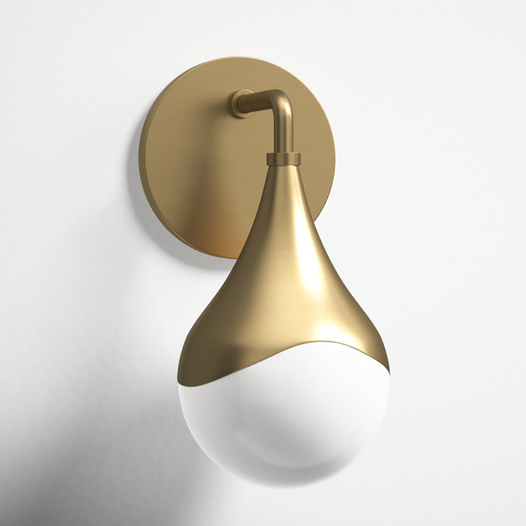 Algiers Aged Brass Single Light Dimmable Bath Sconce with Opal Glass