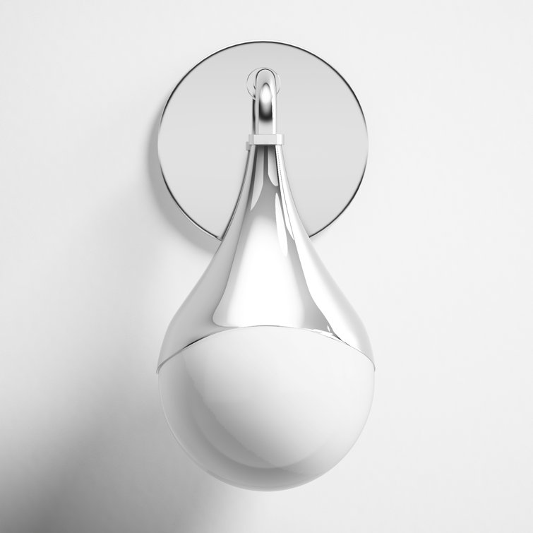 Algiers Polished Nickel Single-Light Dimmable Opal Bath Sconce