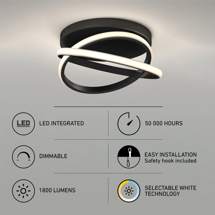 Matte Black LED Semi Flush Mount Ceiling Light Fixture