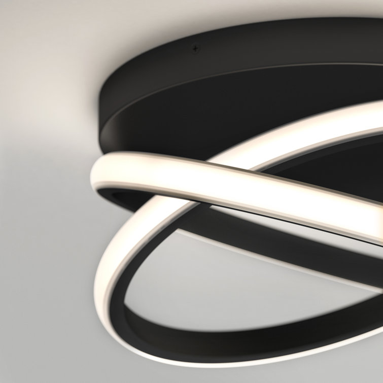 Matte Black LED Semi Flush Mount Ceiling Light Fixture