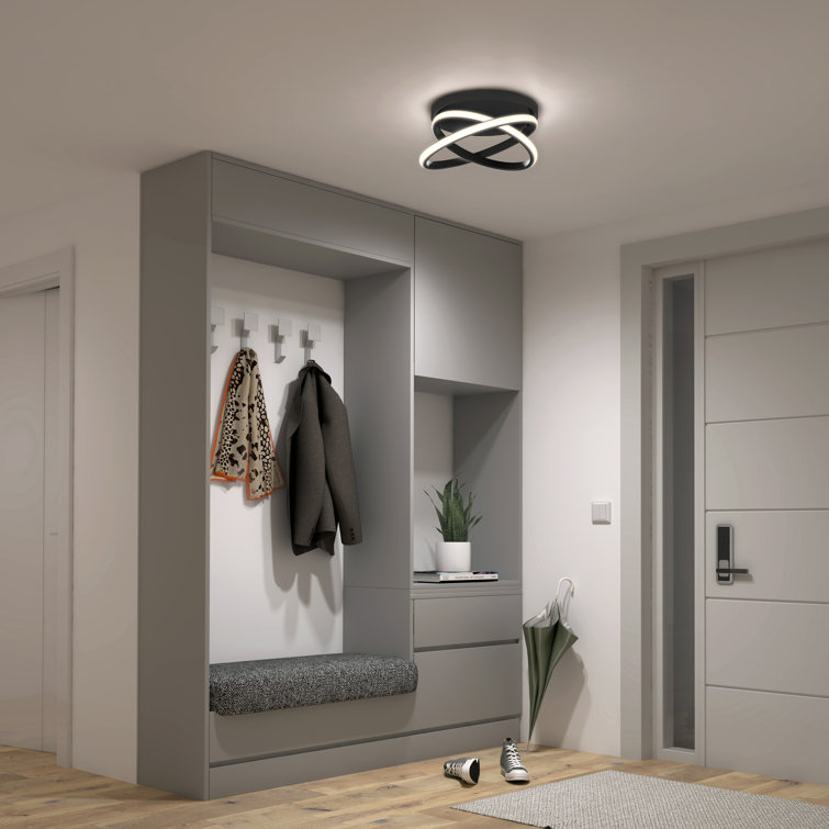Matte Black LED Semi Flush Mount Ceiling Light Fixture