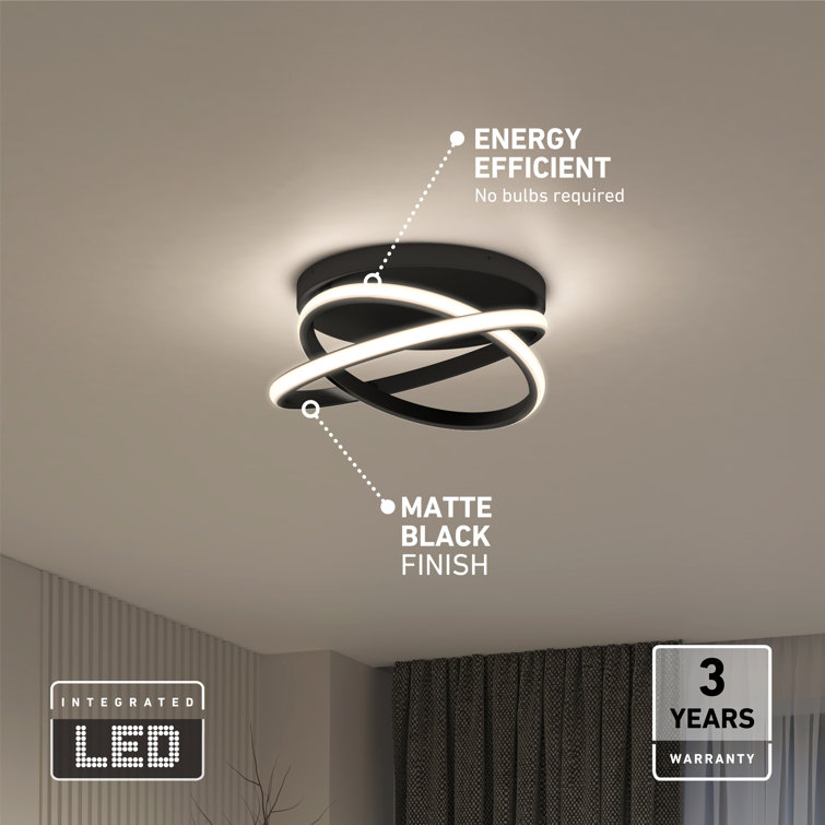 Matte Black LED Semi Flush Mount Ceiling Light Fixture