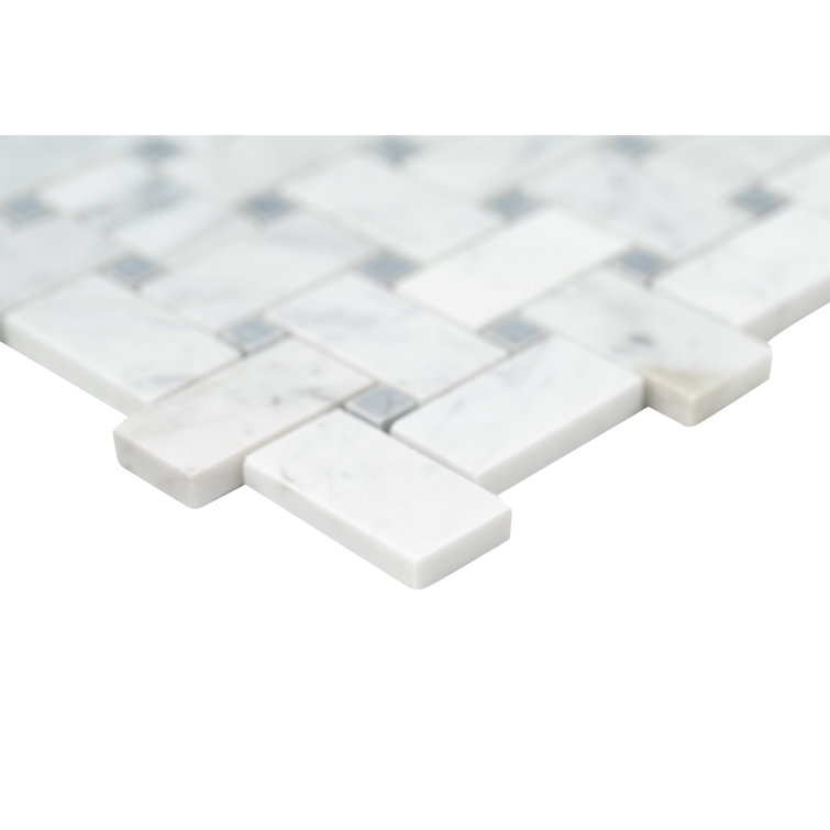 Carrara White Basketweave Honed Marble Mosaic Tile Sheet
