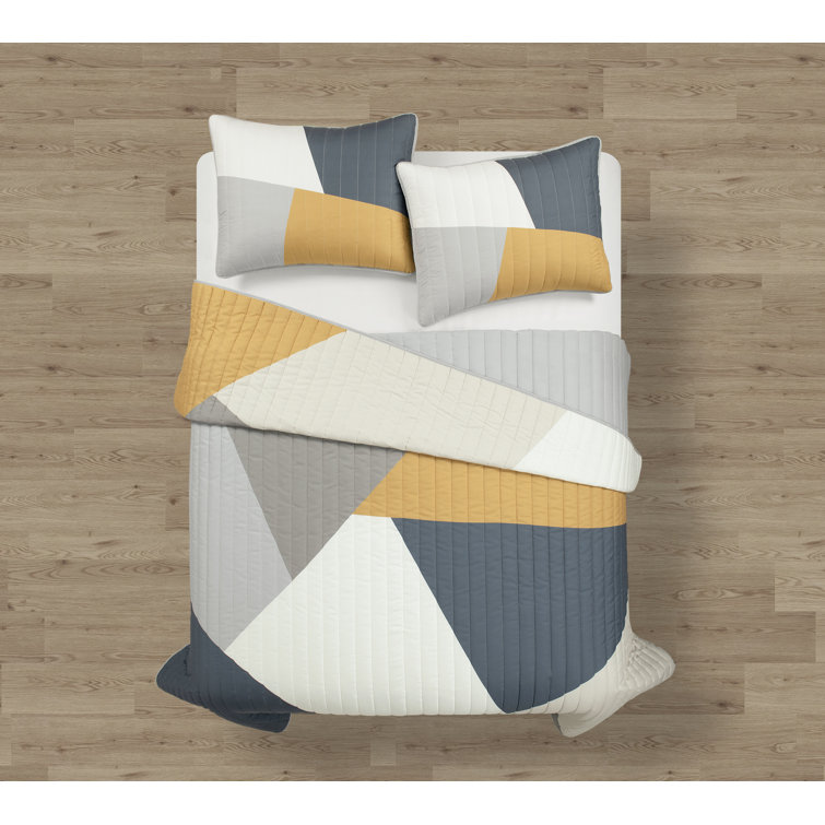 Full/Queen Multi-Color Microfiber Reversible Quilt Set
