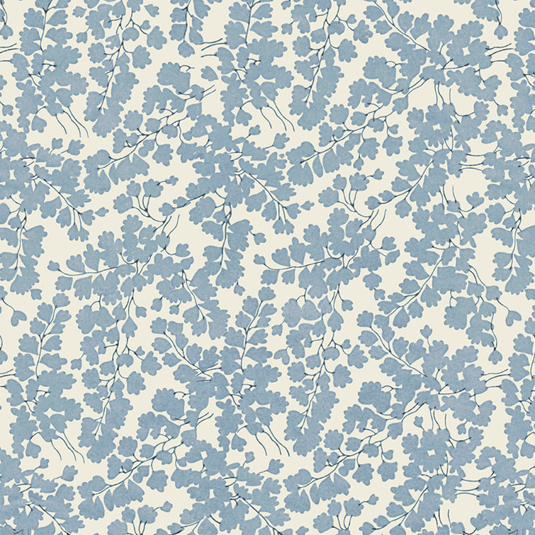 Laura Ashley Newport Blue Vinyl Floral Wallpaper Roll