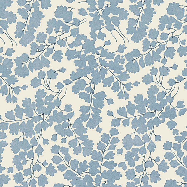 Laura Ashley Newport Blue Vinyl Floral Wallpaper Roll