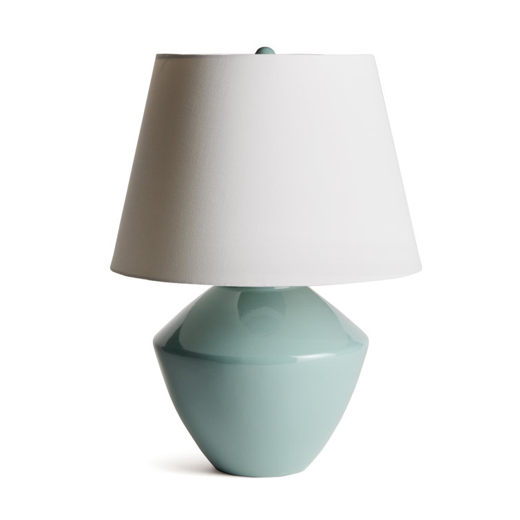 Celadon Green Ceramic Table Lamp with Linen Shade