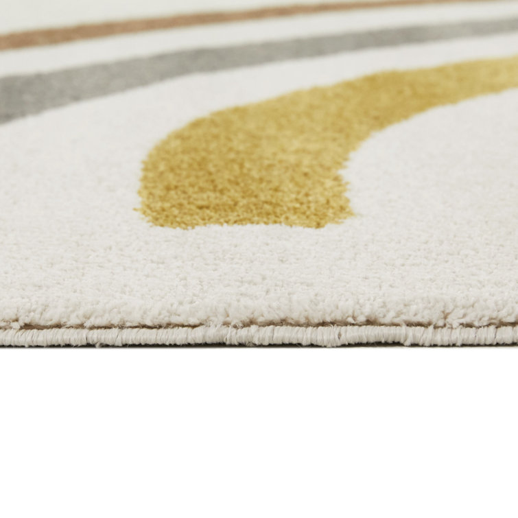 Gold and Gray Synthetic Rectangular Kids' Rug, 4' x 6'