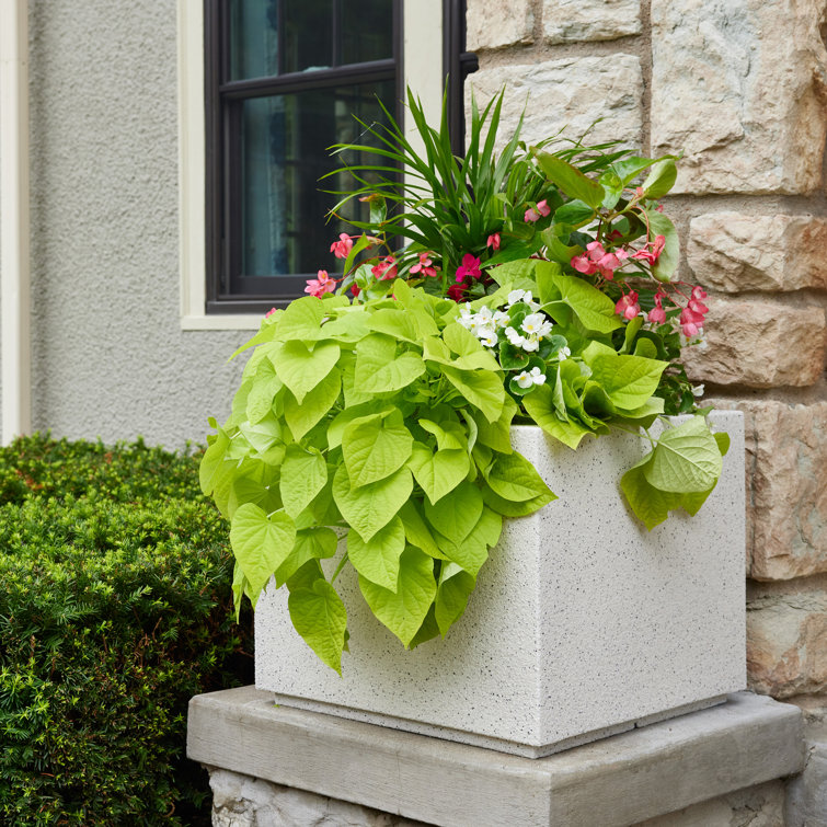 Gray Granite Square Polymer Outdoor Planter Box