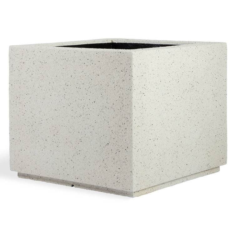 Gray Granite Square Polymer Outdoor Planter Box