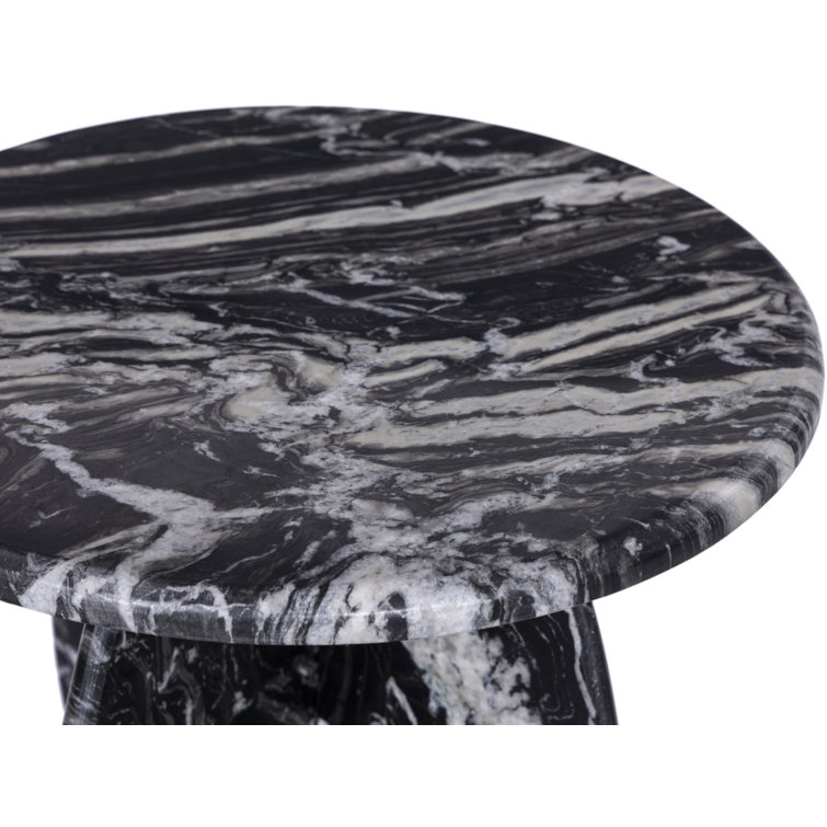 Black Marble Round Pedestal Accent Table