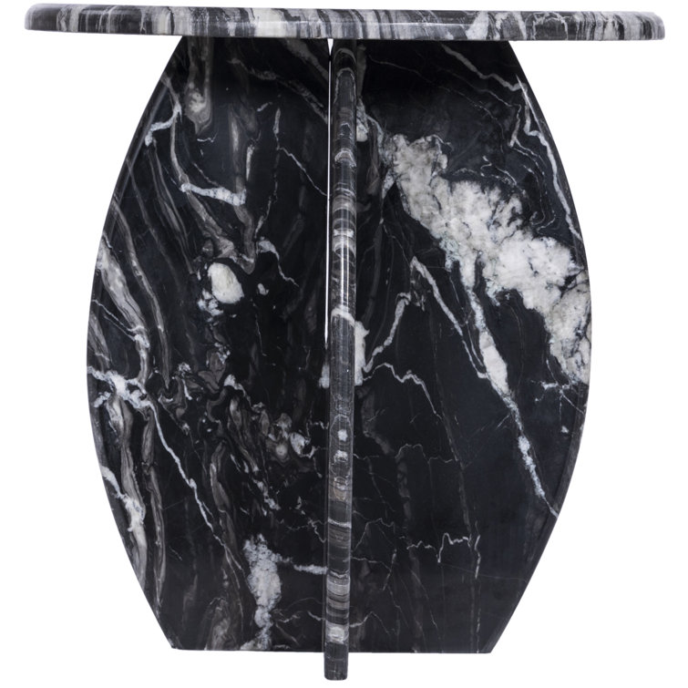 Black Marble Round Pedestal Accent Table