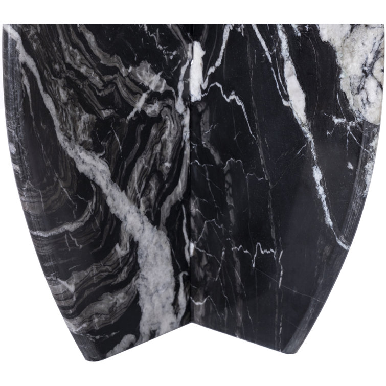 Black Marble Round Pedestal Accent Table