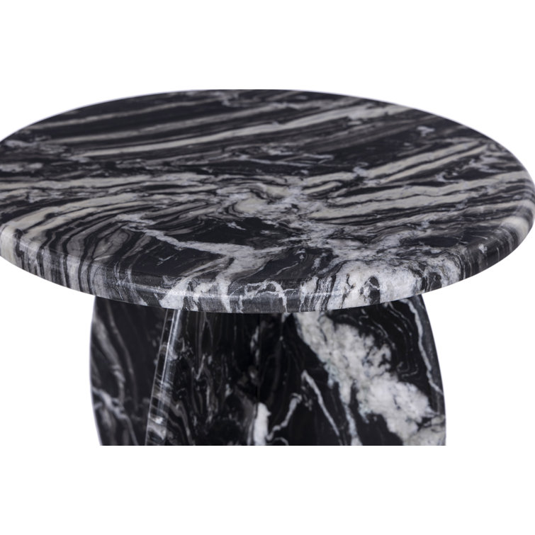 Black Marble Round Pedestal Accent Table