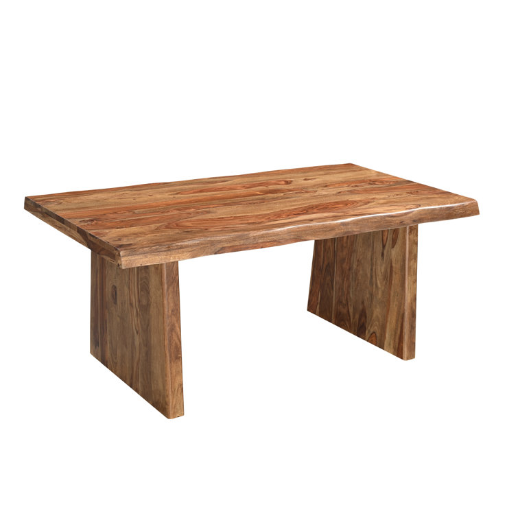 Darcy 74" Brown Solid Sheesham Wood Live Edge Dining Table