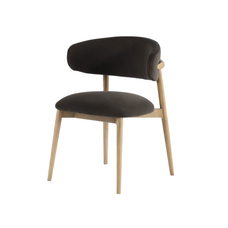 Slate Charcoal Upholstered Side Chair with Ash Wood Legs