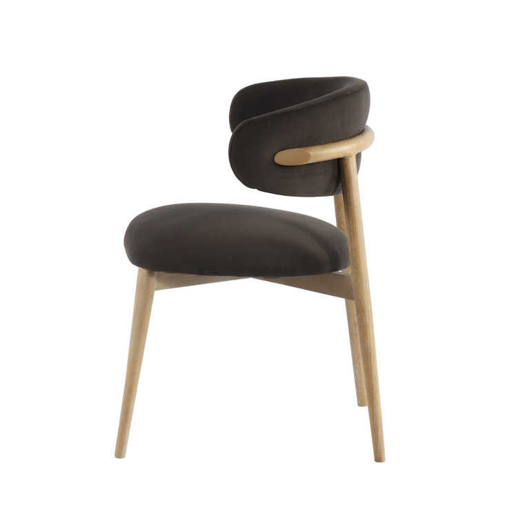 Slate Charcoal Upholstered Side Chair with Ash Wood Legs