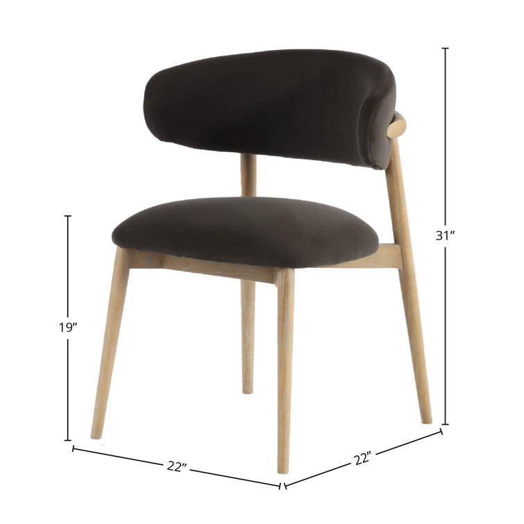 Slate Charcoal Upholstered Side Chair with Ash Wood Legs