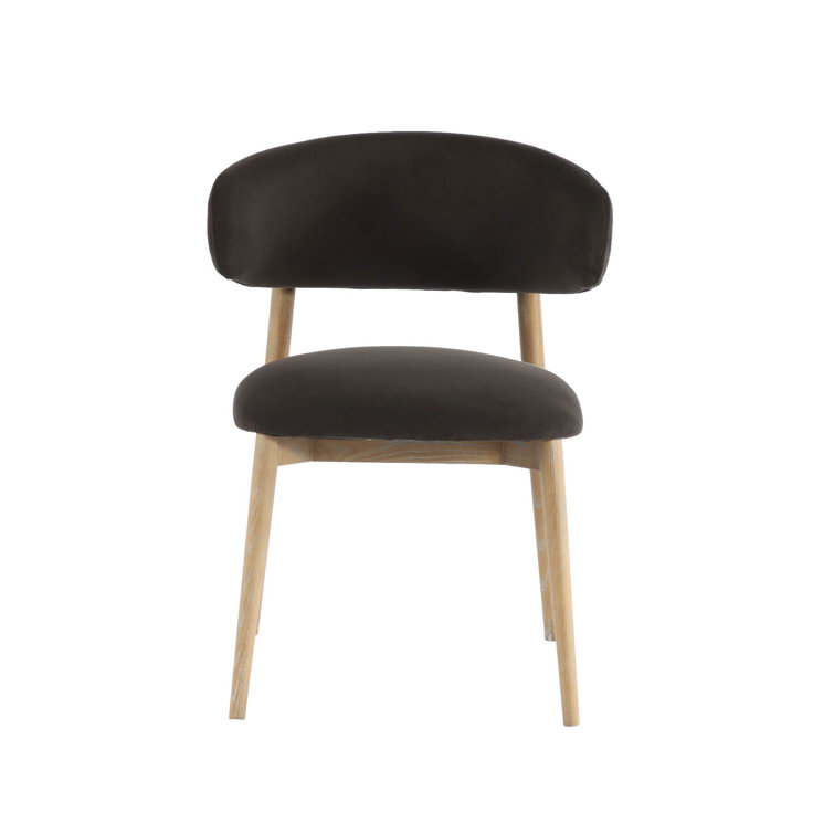 Slate Charcoal Upholstered Side Chair with Ash Wood Legs