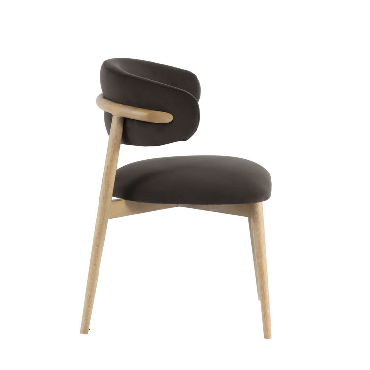 Slate Charcoal Upholstered Side Chair with Ash Wood Legs