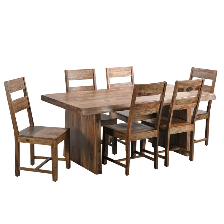 Darcy 74" Brown Solid Sheesham Wood Live Edge Dining Table