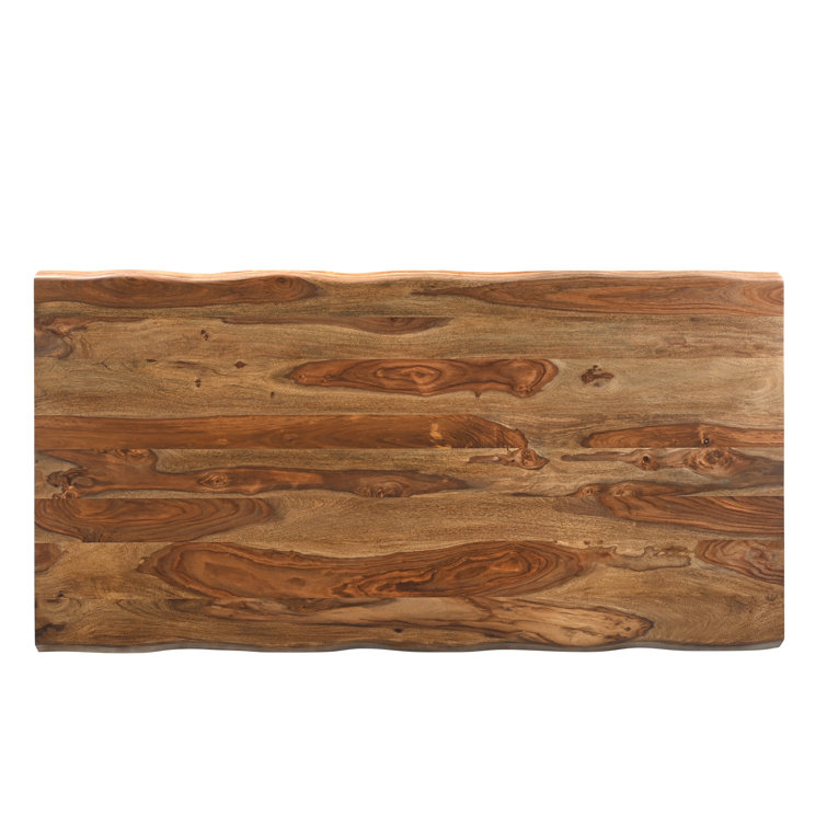 Darcy 74" Brown Solid Sheesham Wood Live Edge Dining Table