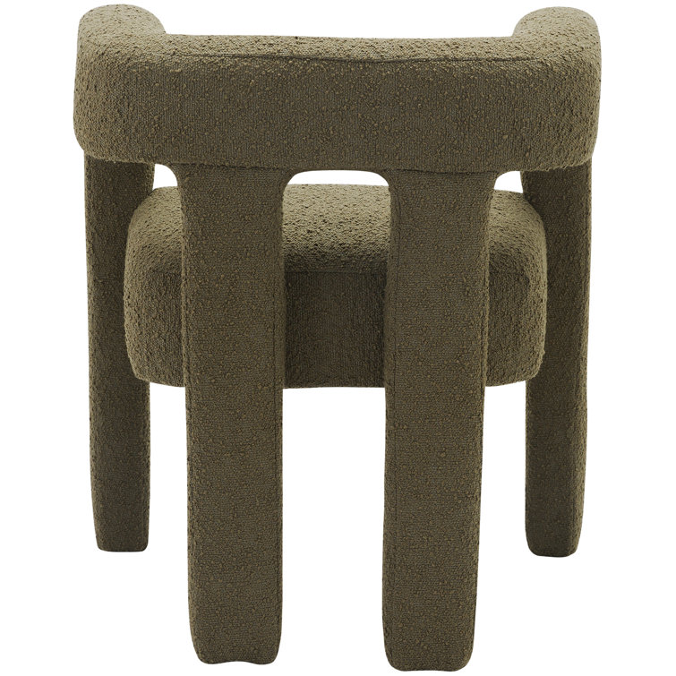 Olive Boucle Upholstered Low Arm Chair with Manufactured Wood Frame