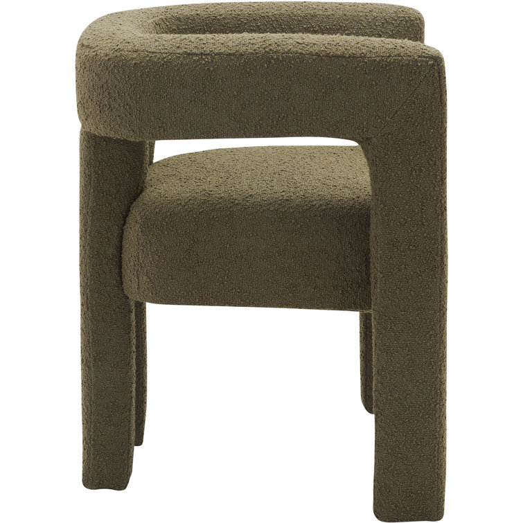 Olive Boucle Upholstered Low Arm Chair with Manufactured Wood Frame
