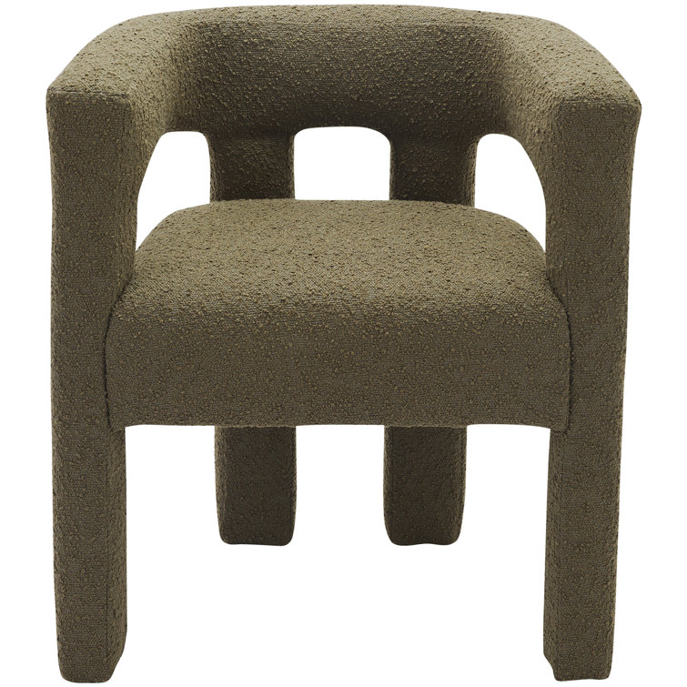 Olive Boucle Upholstered Low Arm Chair with Manufactured Wood Frame
