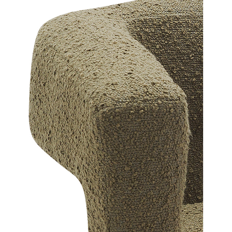 Olive Boucle Upholstered Low Arm Chair with Manufactured Wood Frame