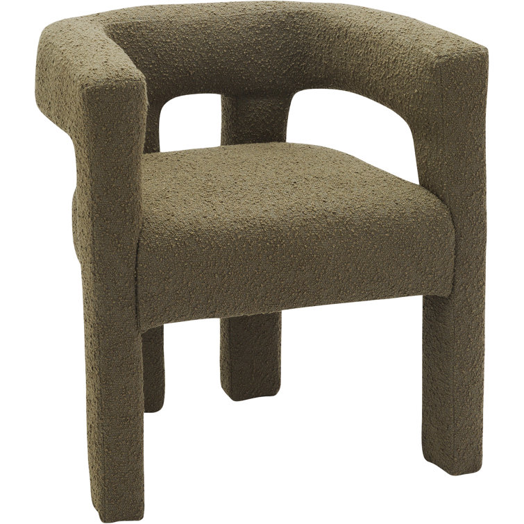 Olive Boucle Upholstered Low Arm Chair with Manufactured Wood Frame