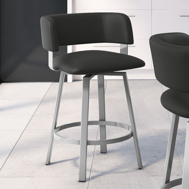 Matte Charcoal Black Adjustable Swivel Bar Stool