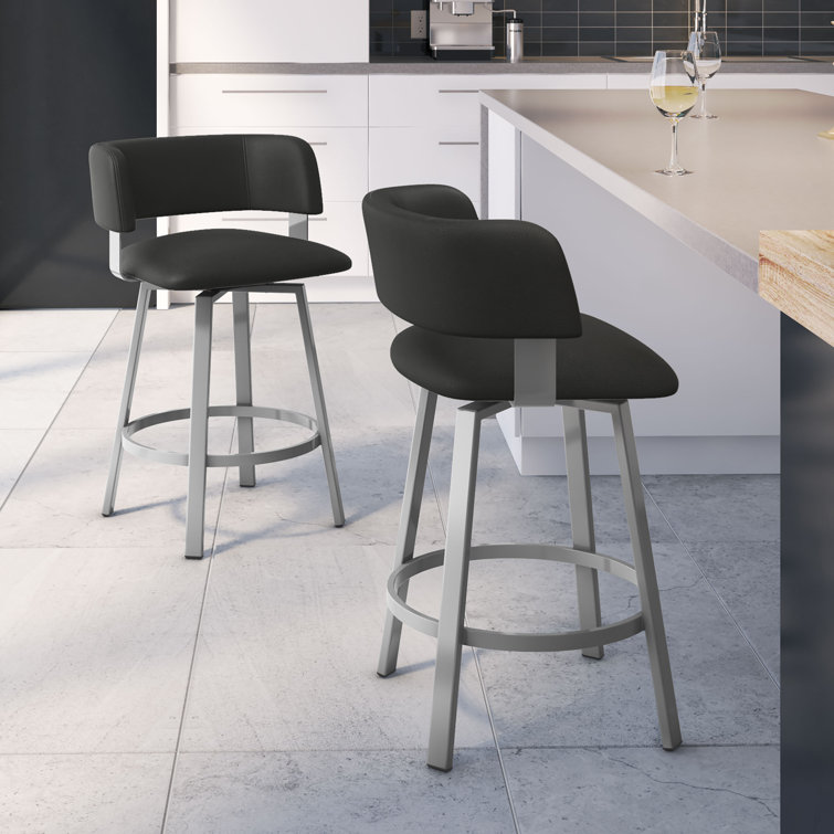 Matte Charcoal Black Adjustable Swivel Counter Stool