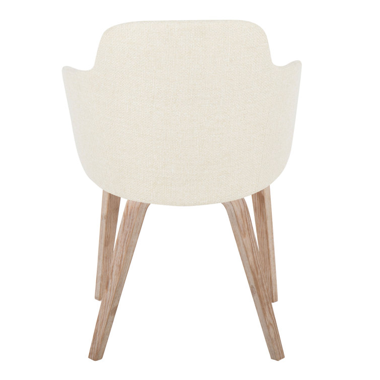 Beige Upholstered Wood Arm Chair Set of 2
