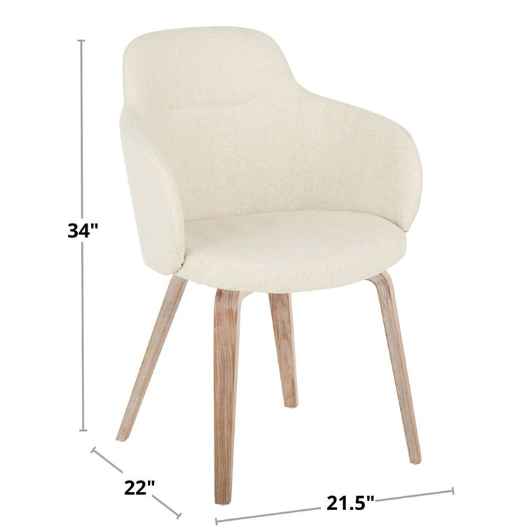 Beige Upholstered Wood Arm Chair Set of 2