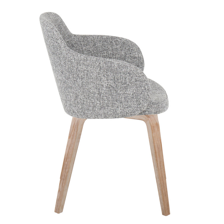 Gray Upholstered Armchair with Wood Legs, Set of 2