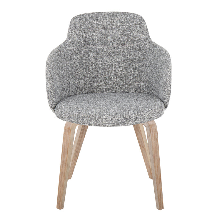 Gray Upholstered Armchair with Wood Legs, Set of 2