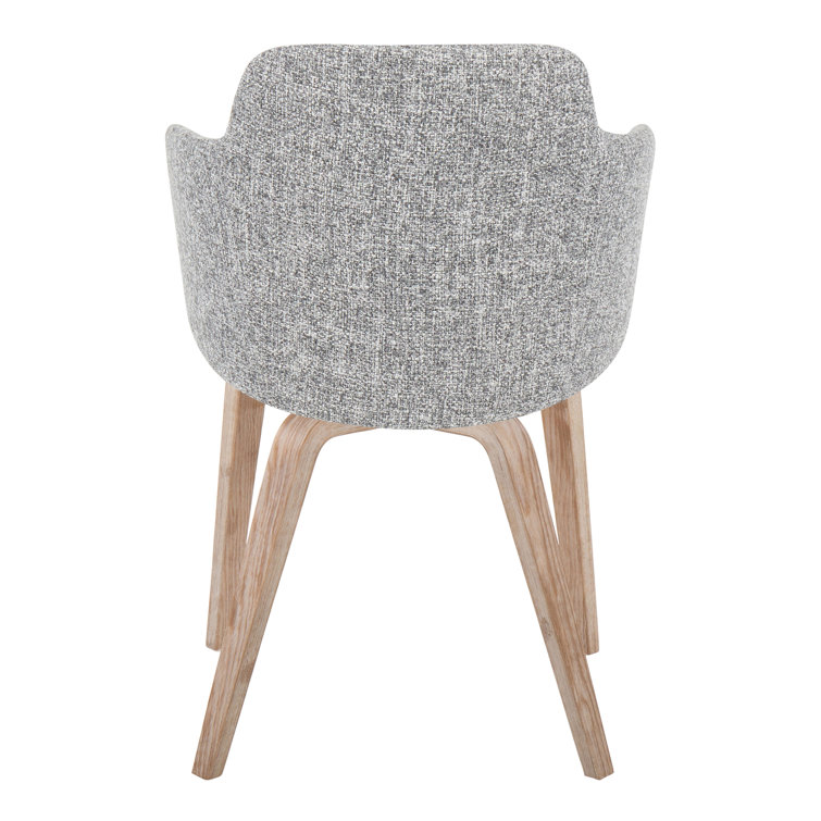 Gray Upholstered Armchair with Wood Legs, Set of 2