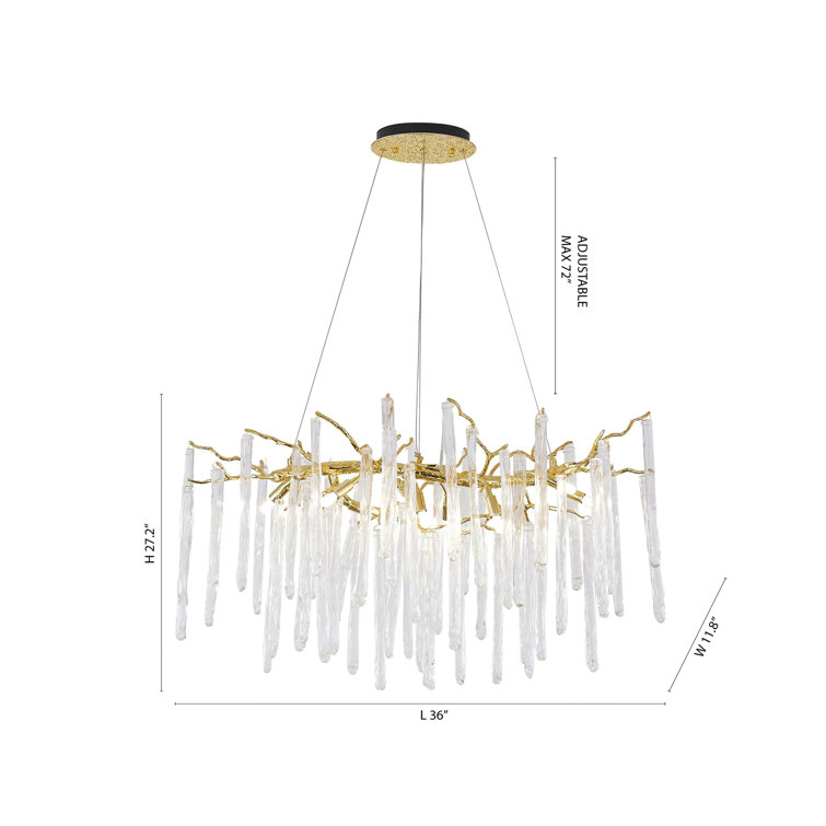 Elegant Brass and Crystal 12-Light Adjustable Chandelier