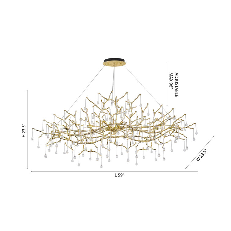 Brass and Crystal 14-Light Plug-in Chandelier