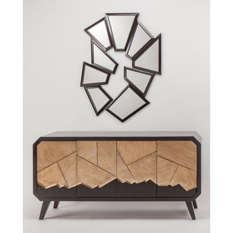 68'' Dark Chocolate and Gold Leaf Sideboard with Puzzle Doors