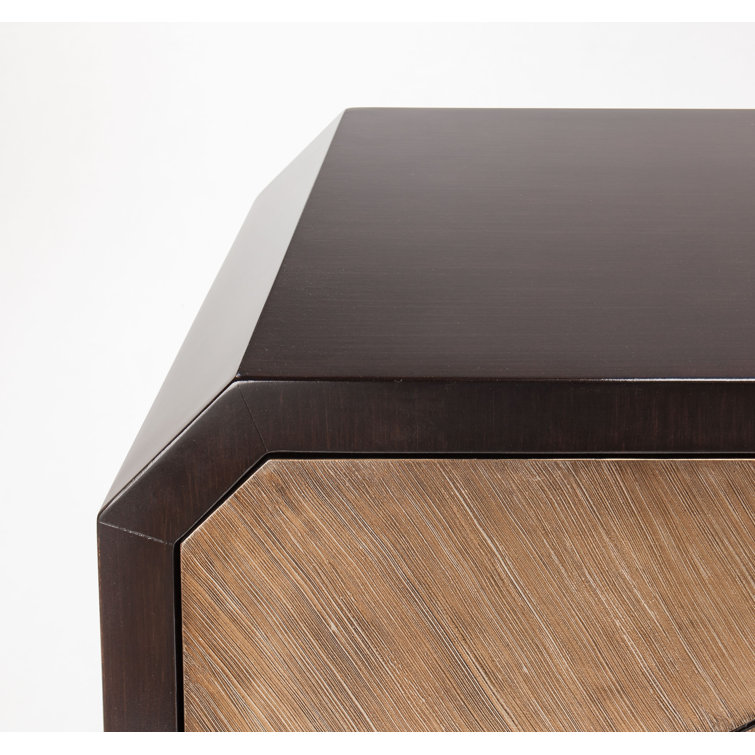 68'' Dark Chocolate and Gold Leaf Sideboard with Puzzle Doors
