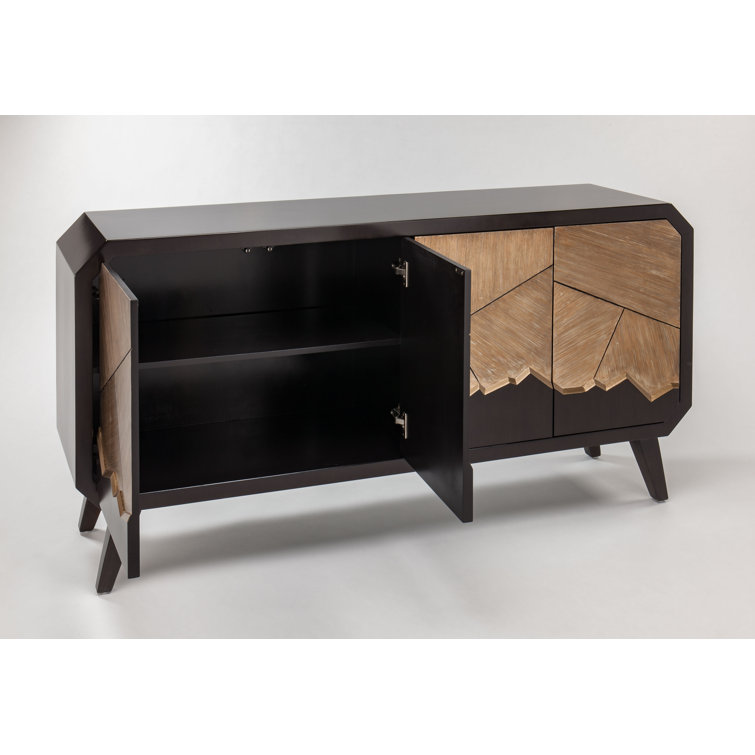 68'' Dark Chocolate and Gold Leaf Sideboard with Puzzle Doors