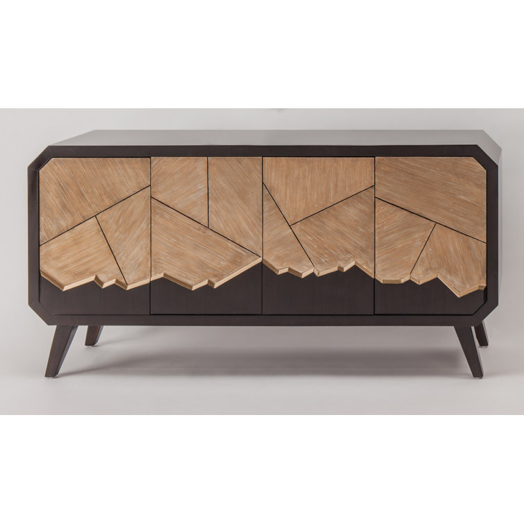 68'' Dark Chocolate and Gold Leaf Sideboard with Puzzle Doors