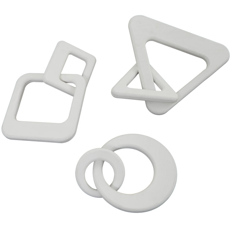 White Wood Geometric Sculptures Set of 3