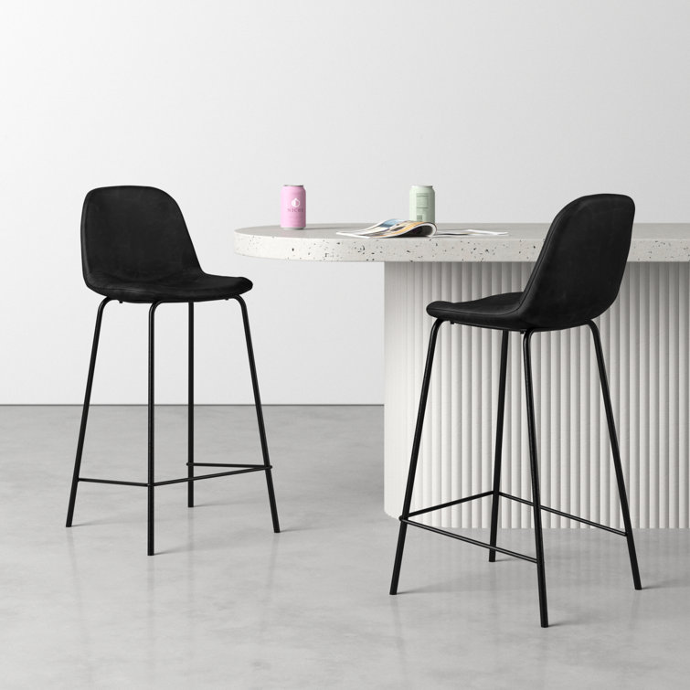 Maxine Vintage Black Metal Frame Vegan Leather Counter Stool